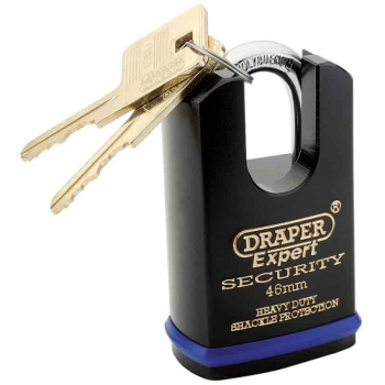 Draper 46mm Heavy Duty Padlock 2Keys & Shrouded Shackle 64196 Draper 46mm Heavy Duty Padlock 2Keys & Shrouded Shackle 64196